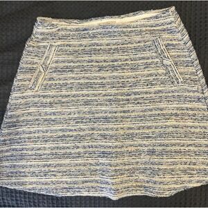 LOFT Tweed A-Line Skirt Women's‎ Size S Blue White Textured Pocket Mini